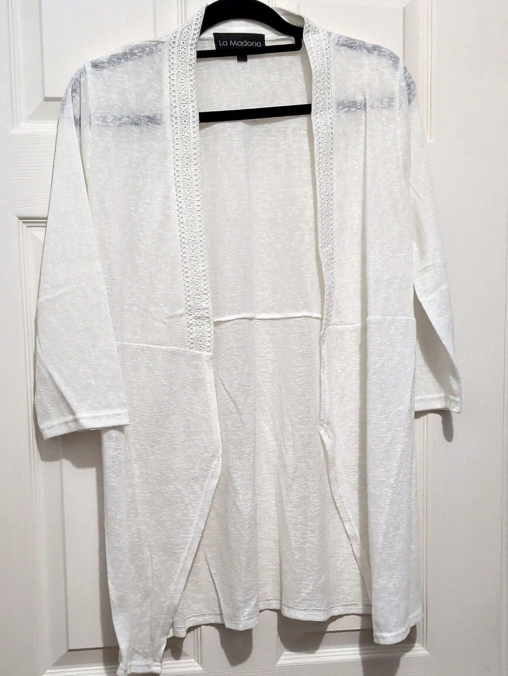 La Madona White Open Front Cardigan